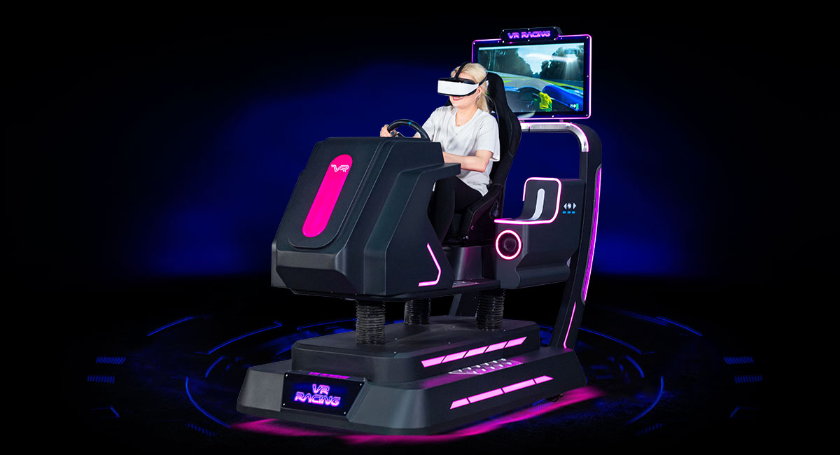 VR Real Feel Racing is the only virtual reality gaming system that